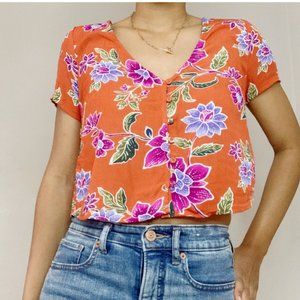 Forever 21 Crop Top size small floral low v neck